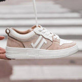 Basket femme beige à lacets - CL68 BEIGE - Casualmode.fr