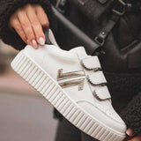 Basket femme blanche creepers à scratch - CL70 WHITE - Casualmode.fr