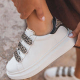 Basket femme scratch blanche léopard - CL24 LEO - Casualmode.fr