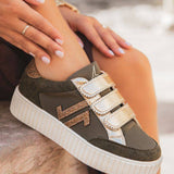 Basket femme kaki à scratch - CLE01 GREEN - Casualmode.fr