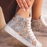 Basket femme montante léopard - CL61 TAUPE - Casualmode.fr