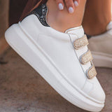 Basket sneakers femme blanche à scratch - CL24 GOLD - Casualmode.fr