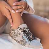 Basket femme paillettes dorées à lacets - Roxane - Casualmode.fr