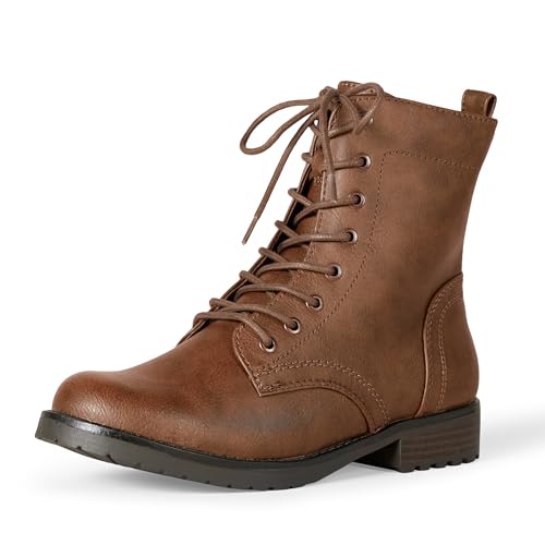 Amazon Essentials Bottines de combat lacets, Cognac, vue de profil