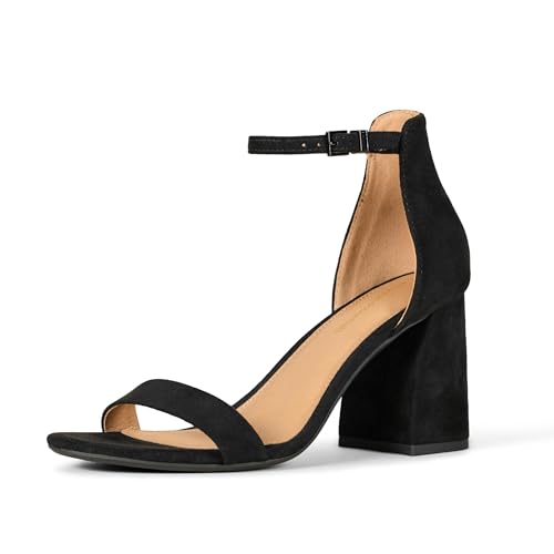 Amazon Essentials Sandales Talons Carrés Hauts, Noir, vue de profil