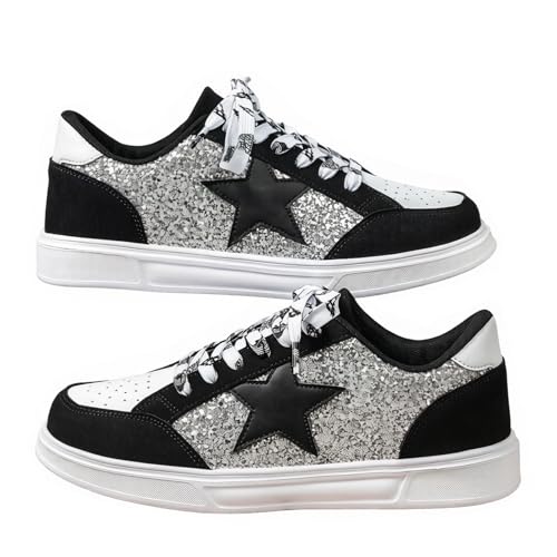 BiilyLi Baskets Compensées Plateforme Paillettes, Noir, coloris noir, vue principale