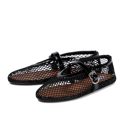 DOEYG Ballerines plates en maille, Noir, coloris noir, vue principale