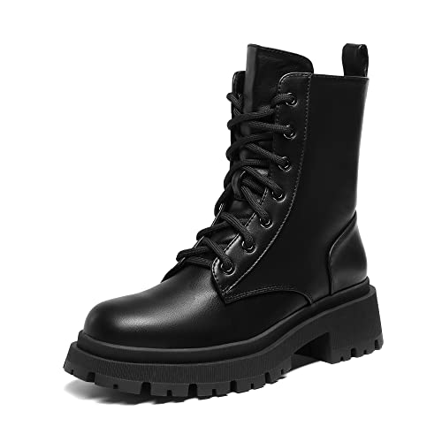 DREAM PAIRS Bottines Mi-Mollet avec Fermeture, Noir, coloris noir, vue principale