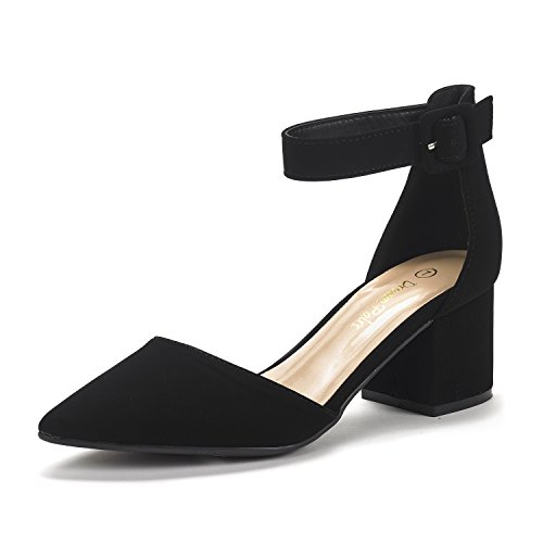 DREAM PAIRS Escarpins Talon Bloc, Noir, vue de profil