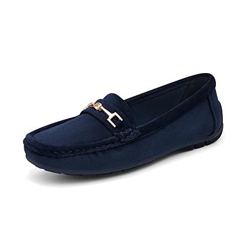 DREAM PAIRS Mocassins Enfiler Plates, Bleu, vue de profil