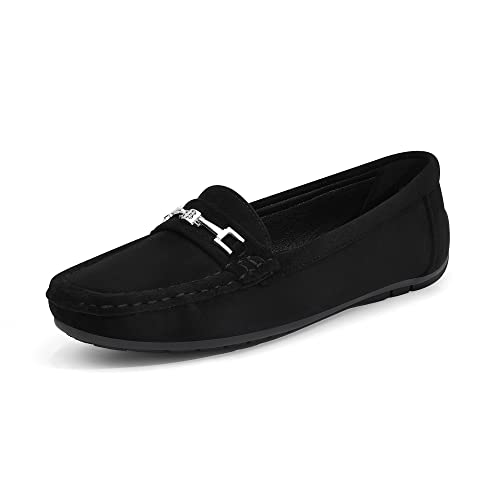 DREAM PAIRS Mocassins Enfiler Plates, Noir, vue de profil