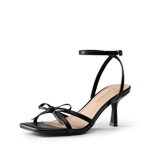 DREAM PAIRS Sandales Talon Kitten Heel, Noir, vue de profil
