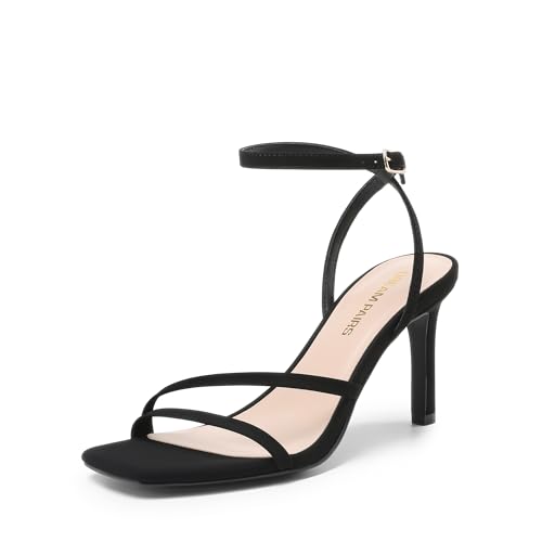 DREAM PAIRS Sandales Talon Kitten Heel, Noir, vue de profil