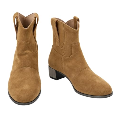 ENEN Santiags Cuir Western, Marron, vue de profil