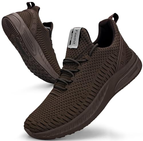 Feethit Baskets Running Confort Sport, Marron, vue de profil