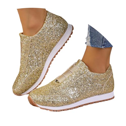 Generisch Baskets paillettes, Doré, vue de profil