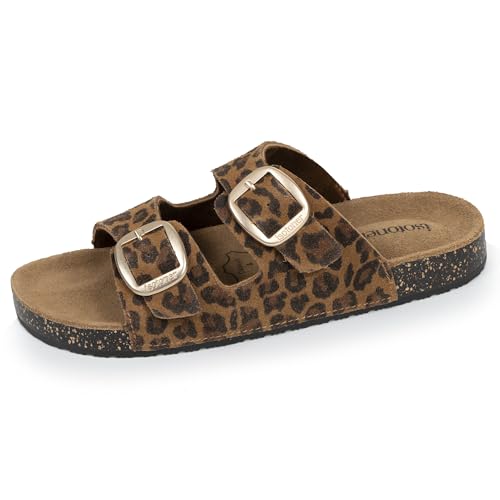 Isotoner Sandales doubles brides confort, Camel, vue de profil