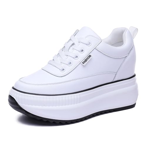 JAOOUU Baskets Compensee Plateforme Talon, Blanc, coloris blanc, vue principale