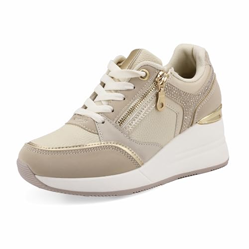 JOMIX Baskets avec Fermeture Éclair, Beige, vue de profil