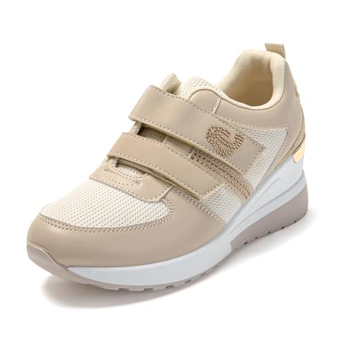 JOMIX Baskets Scratch Wedge Compensées, Beige, vue de profil