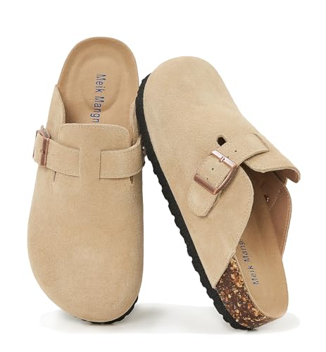 Meik Mangni Mules et Cuir Liège, Beige, vue de profil