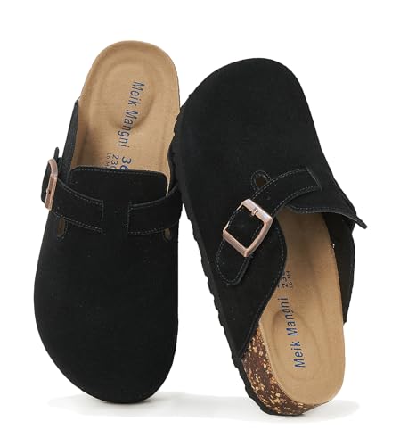 Meik Mangni Mules et Cuir Liège, Noir, vue de profil