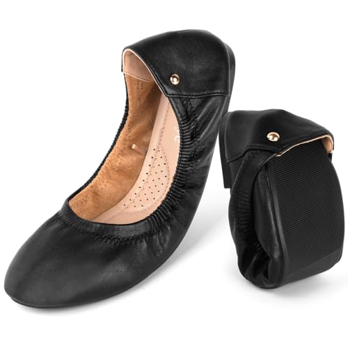 OFFCUP Ballerines Flats, Noir, vue de profil