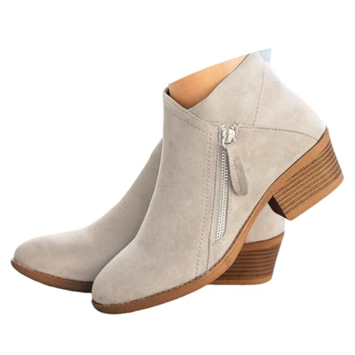 Onsoyours Bottines Basses Daim Cuir, Beige, vue de profil