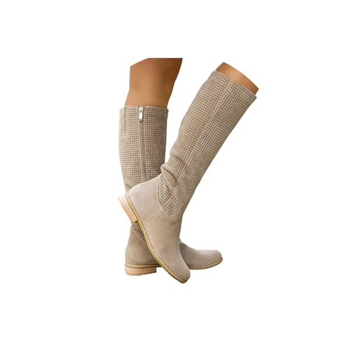 ORANDESIGNE Bottes D’été Western Cowboy, Beige, vue de profil
