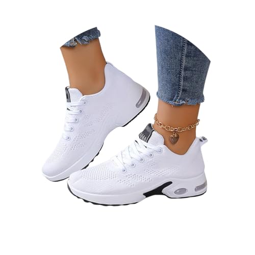 ticticlily Baskets De Marche Sport, Blanc, vue de profil