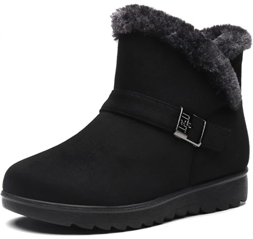 Vunavueya Boots Fourrées Chaudes Doublé, Noir, coloris noir, vue principale